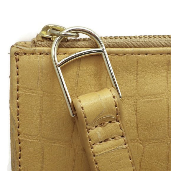 Talbots Yellow Leather Wristlet/ Clutch/ Moc Croc Embossed - Picture 7 of 8